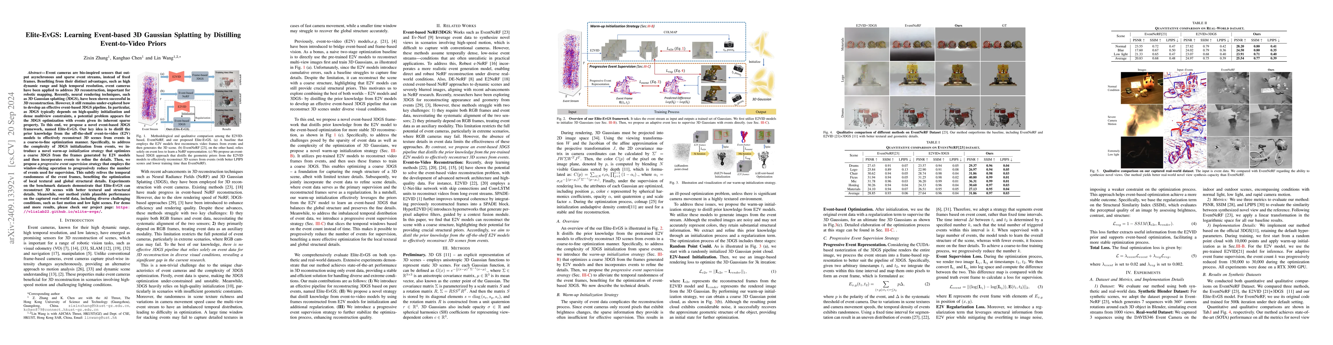 Thumbnail for Elite-EvGS: Learning Event-based 3D Gaussian Splatting by Distilling
  Event-to-Video Priors