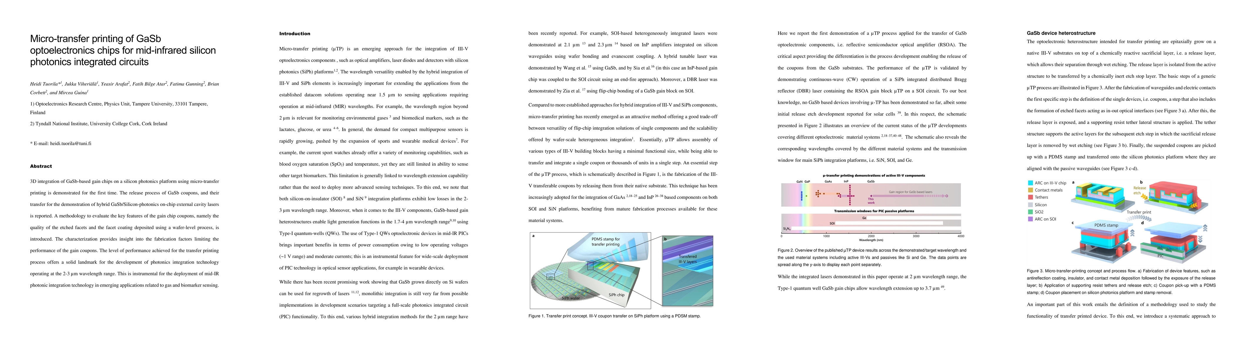 Thumbnail for Micro-transfer printing of GaSb optoelectronics chips for mid-infrared
  silicon photonics integrated circuits
