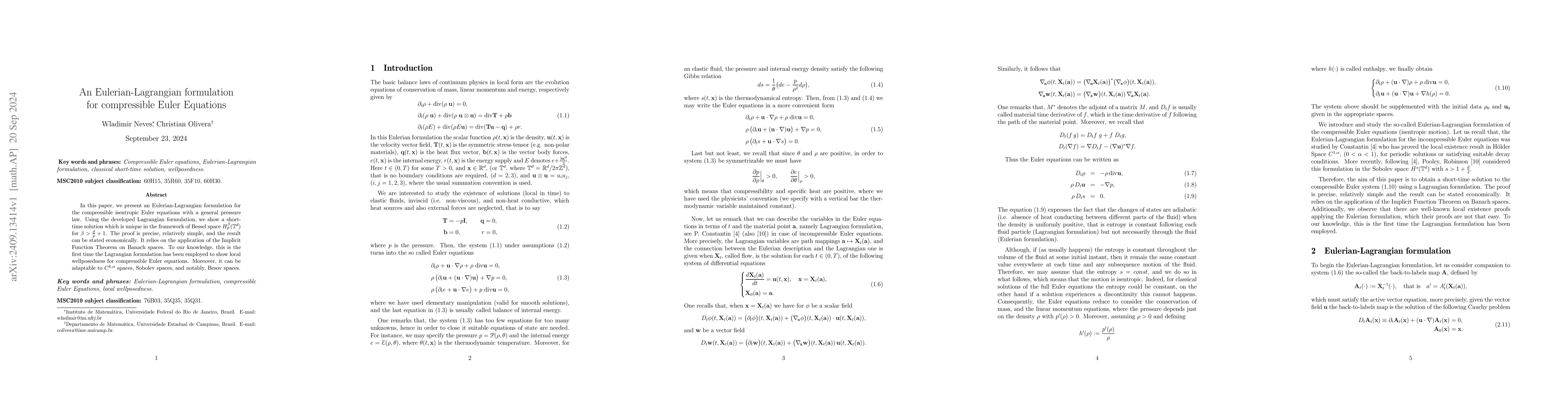 Thumbnail for An Eulerian-Lagrangian formulation for compressible Euler Equations