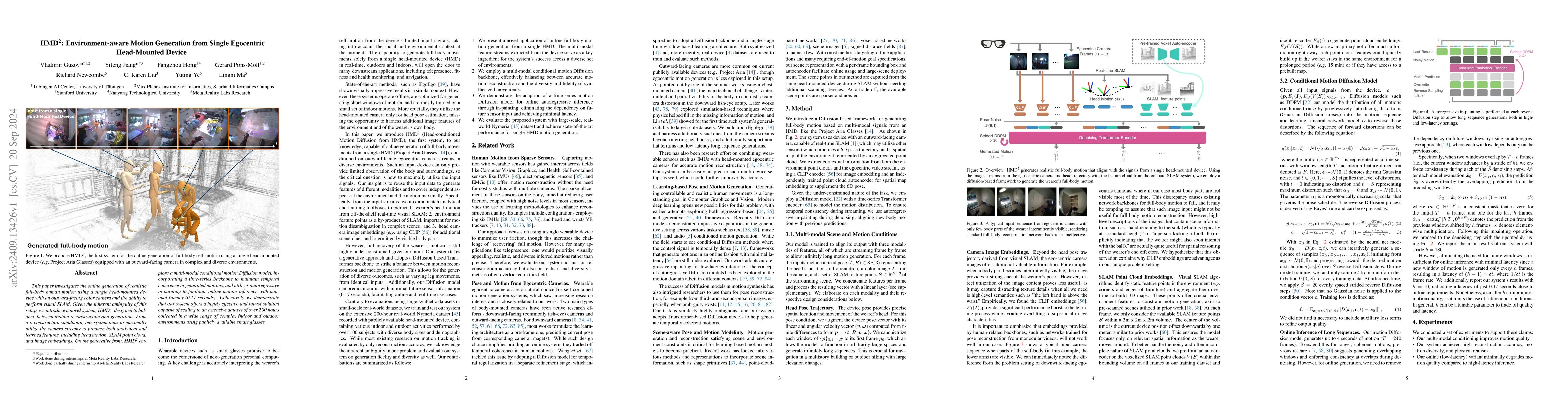 Thumbnail for HMD$^2$: Environment-aware Motion Generation from Single Egocentric
  Head-Mounted Device