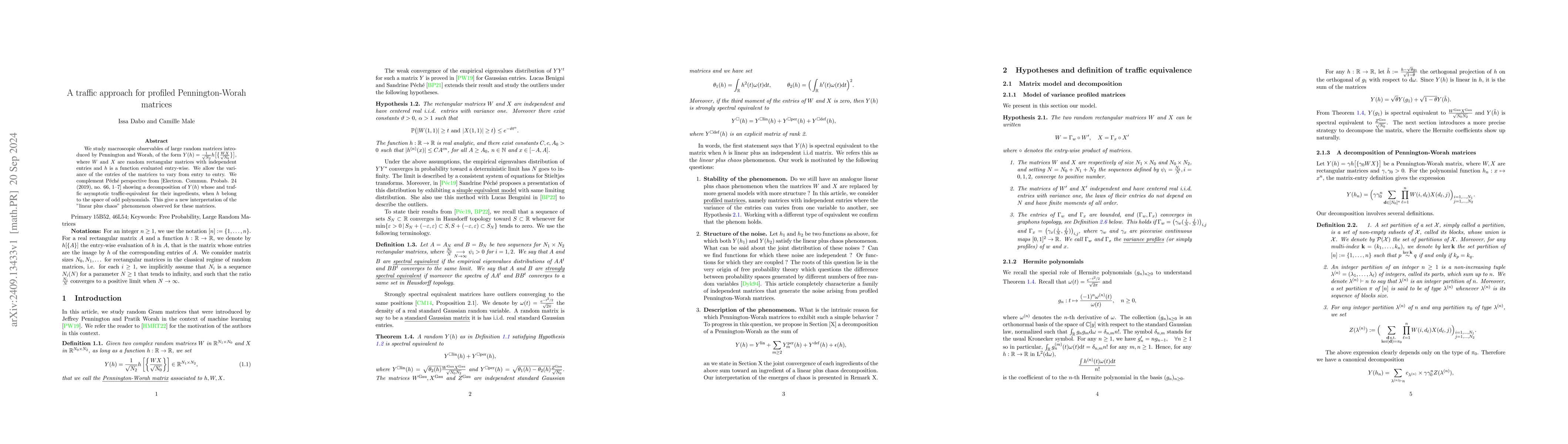 Thumbnail for A traffic approach for profiled Pennington-Worah matrices