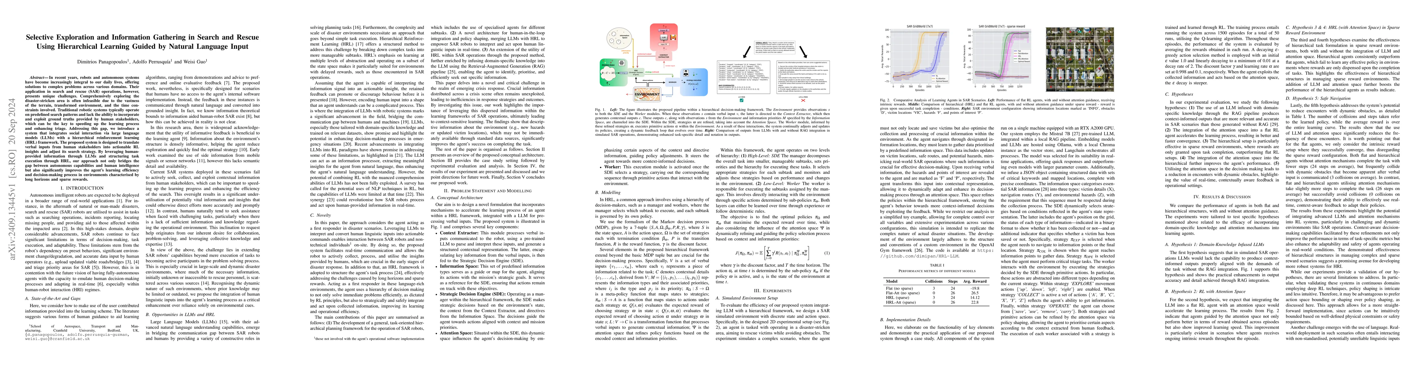 Thumbnail for Selective Exploration and Information Gathering in Search and Rescue
  Using Hierarchical Learning Guided by Natural Language Input