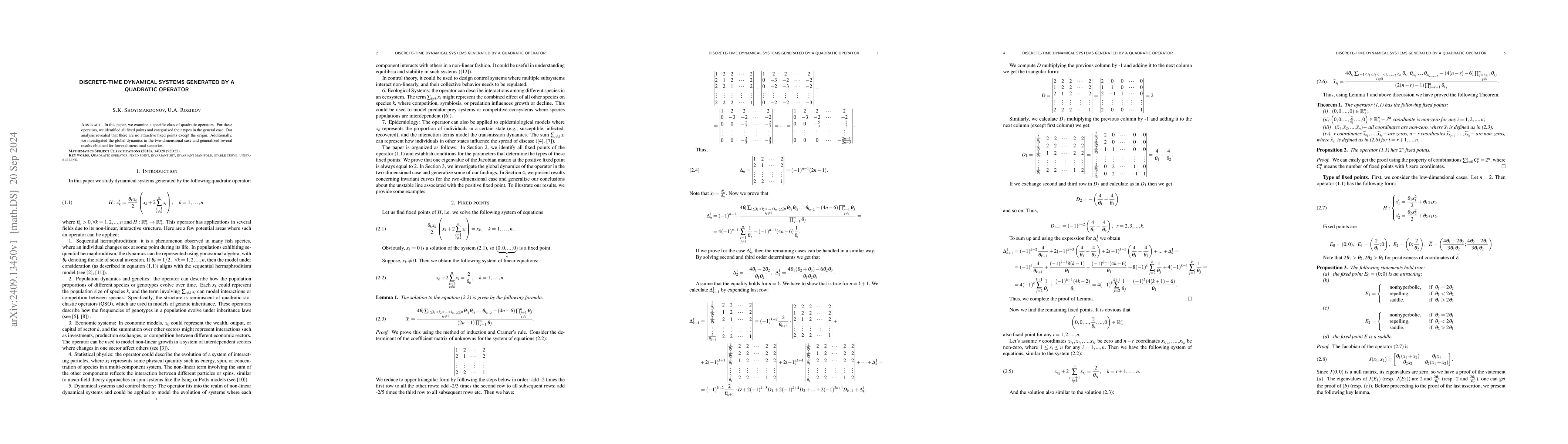 Thumbnail for Discrete-Time Dynamical Systems Generated by a Quadratic Operator