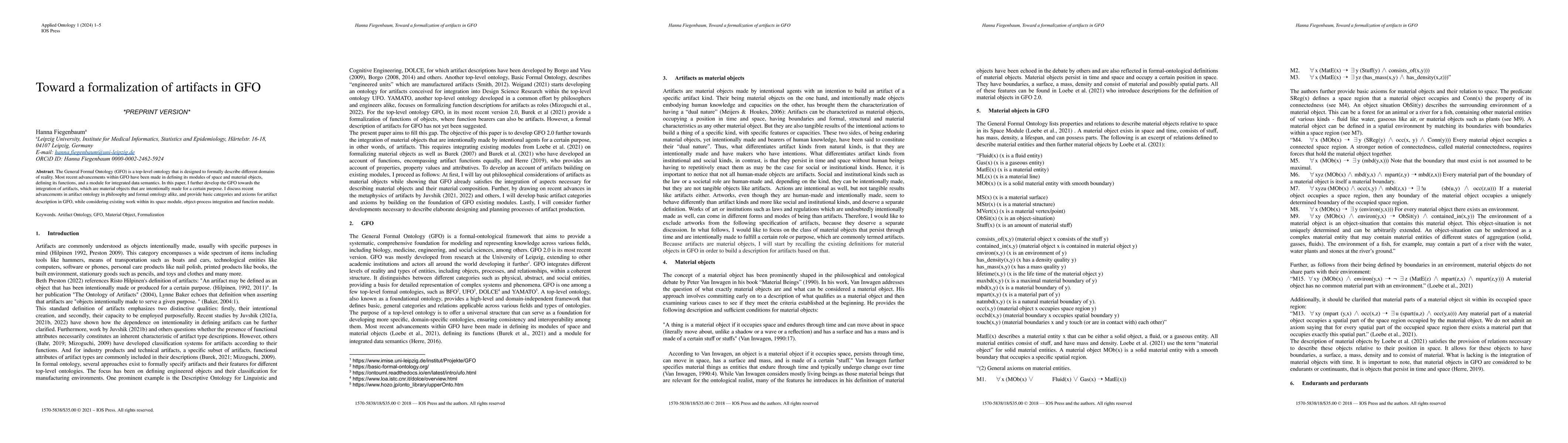 Thumbnail for Toward a formalization of artifacts in GFO