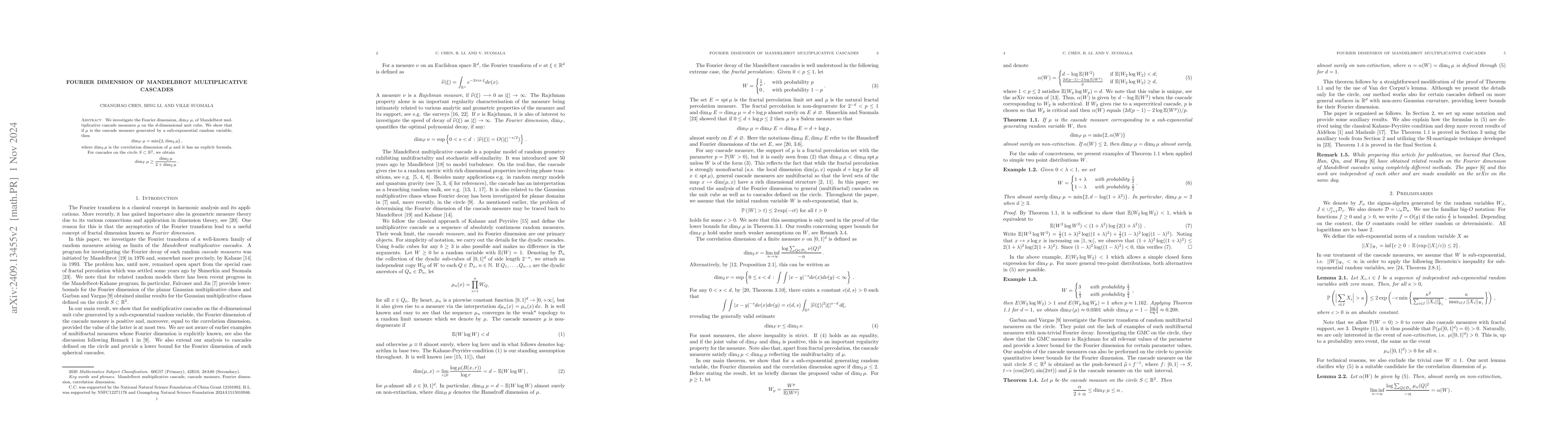 Thumbnail for Fourier dimension of Mandelbrot multiplicative cascades