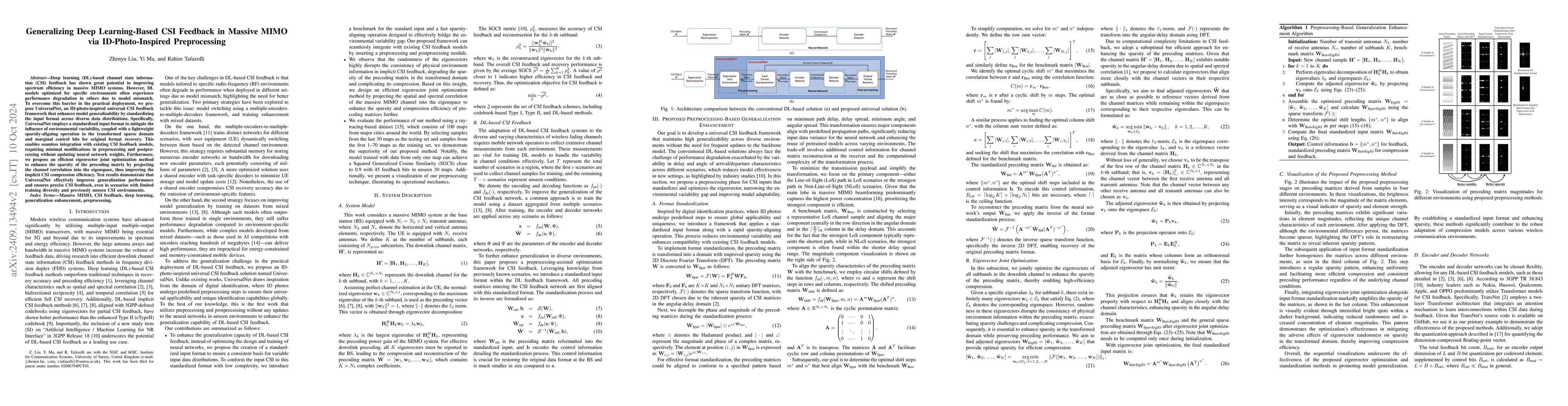 Thumbnail for Generalizing Deep Learning-Based CSI Feedback in Massive MIMO via
  ID-Photo-Inspired Preprocessing