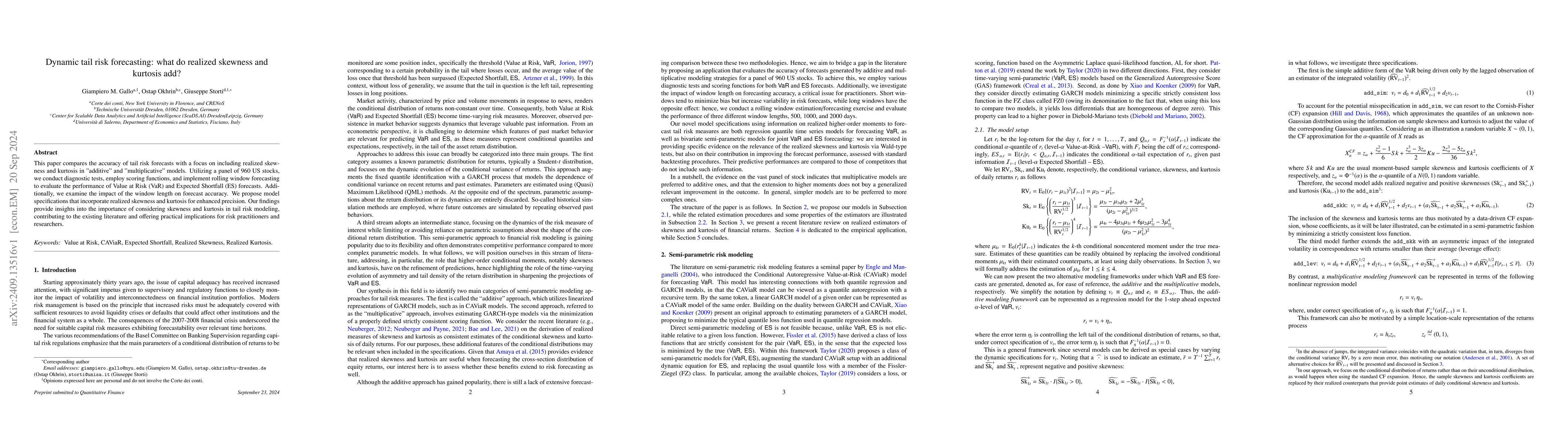 Thumbnail for Dynamic tail risk forecasting: what do realized skewness and kurtosis
  add?