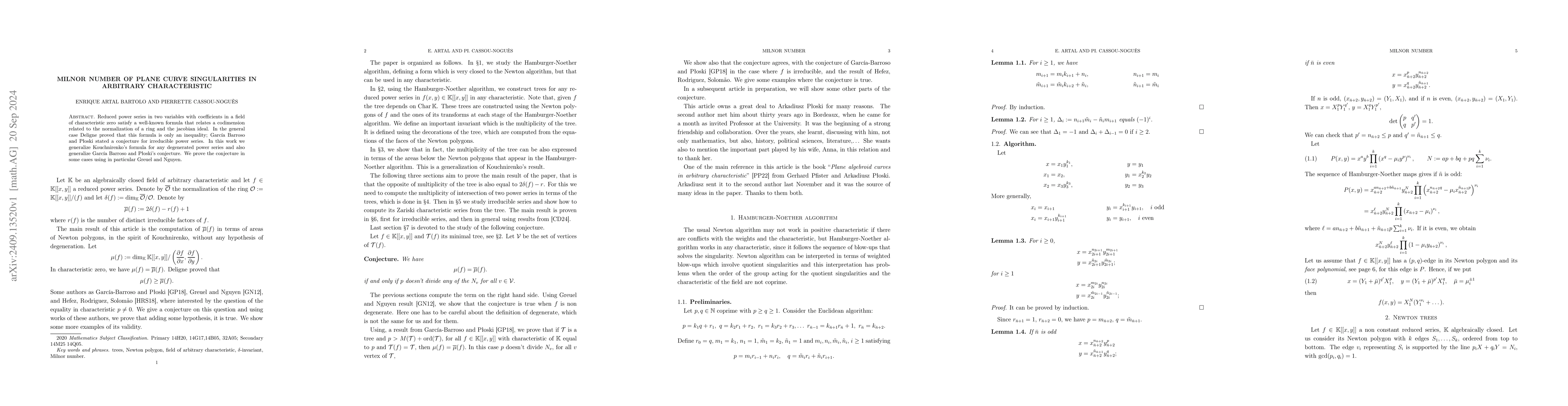 Thumbnail for Milnor number of plane curve singularities in arbitrary characteristic