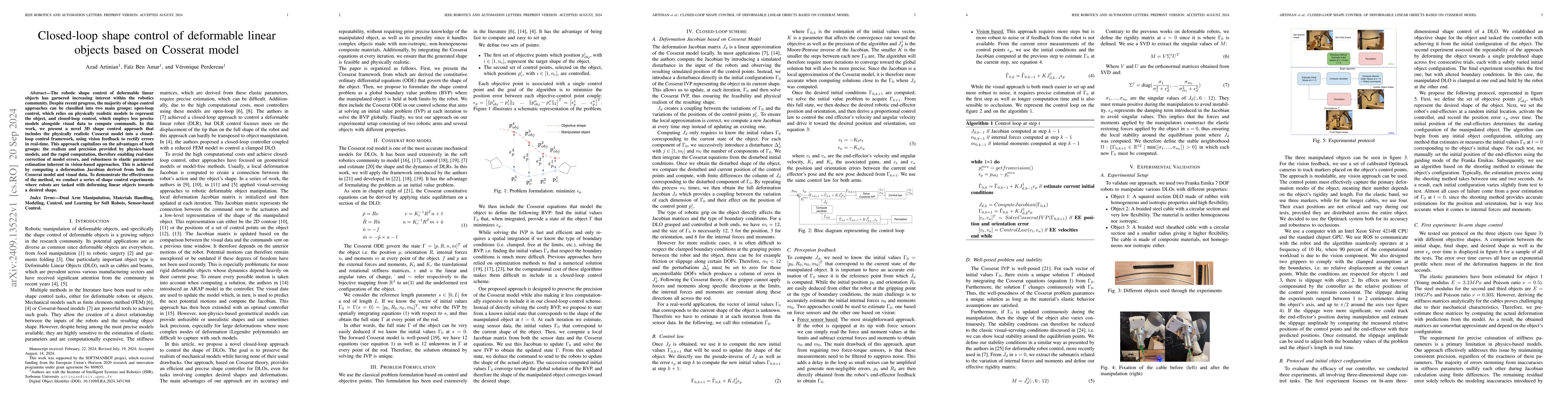 Thumbnail for Closed-loop shape control of deformable linear objects based on Cosserat
  model