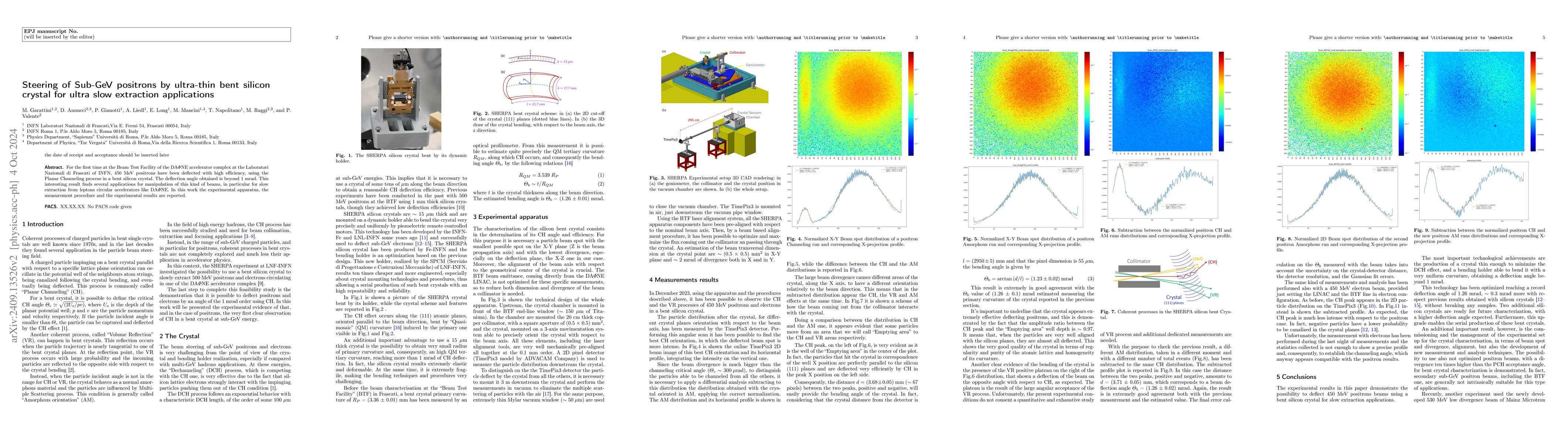 Thumbnail for Steering of Sub-GeV positrons by ultra-thin bent Silicon crystal for
  ultra slow extraction applications
