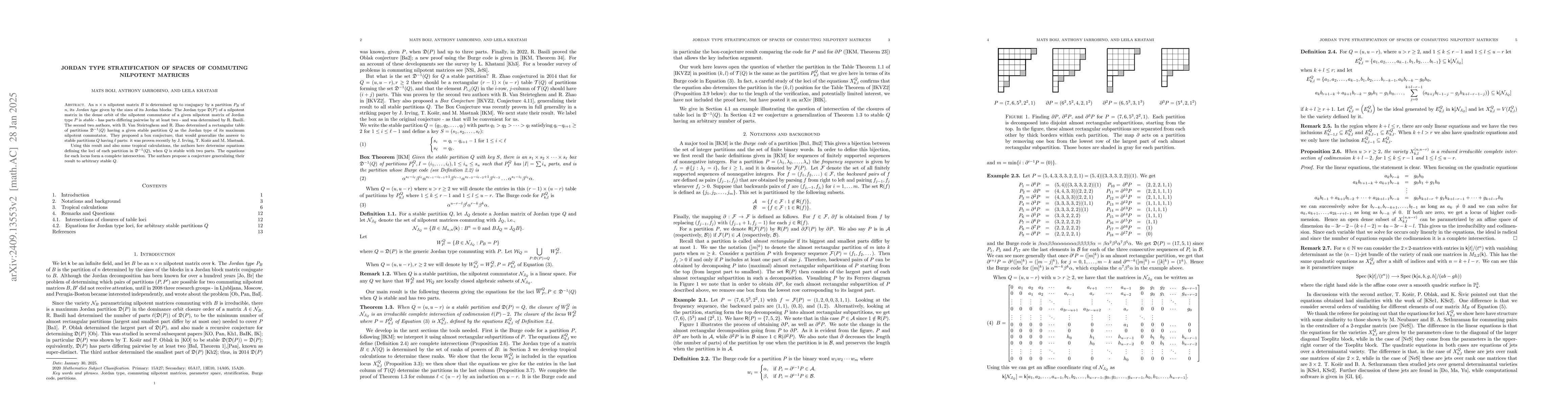 Thumbnail for Jordan Type stratification of spaces of commuting nilpotent matrices