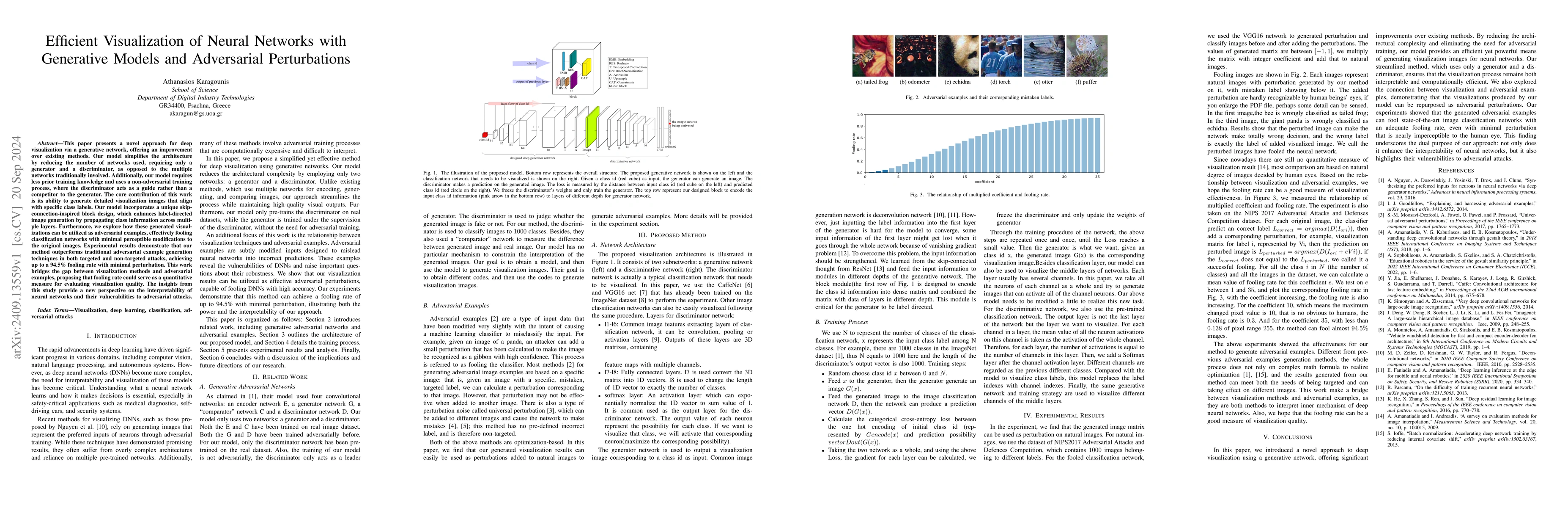 Thumbnail for Efficient Visualization of Neural Networks with Generative Models and
  Adversarial Perturbations