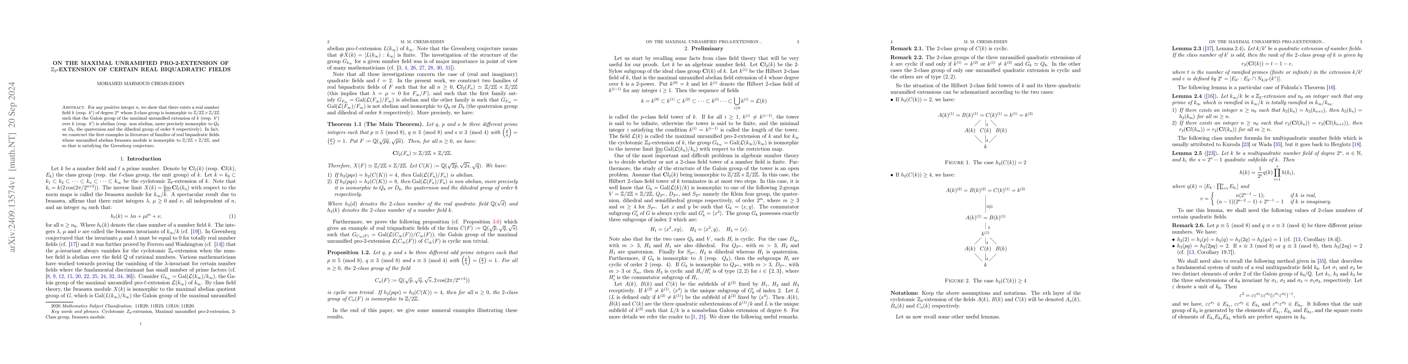 Thumbnail for On the maximal unramified pro-2-extension of $\mathbb{Z}_2$-extension of
  certain real biquadratic fields