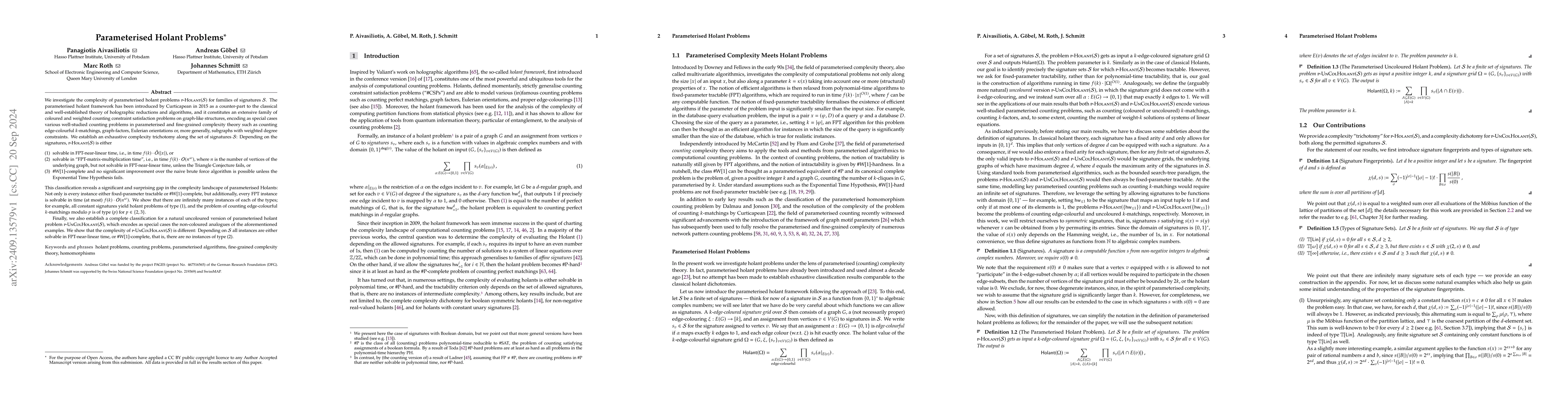 Thumbnail for Parameterised Holant Problems