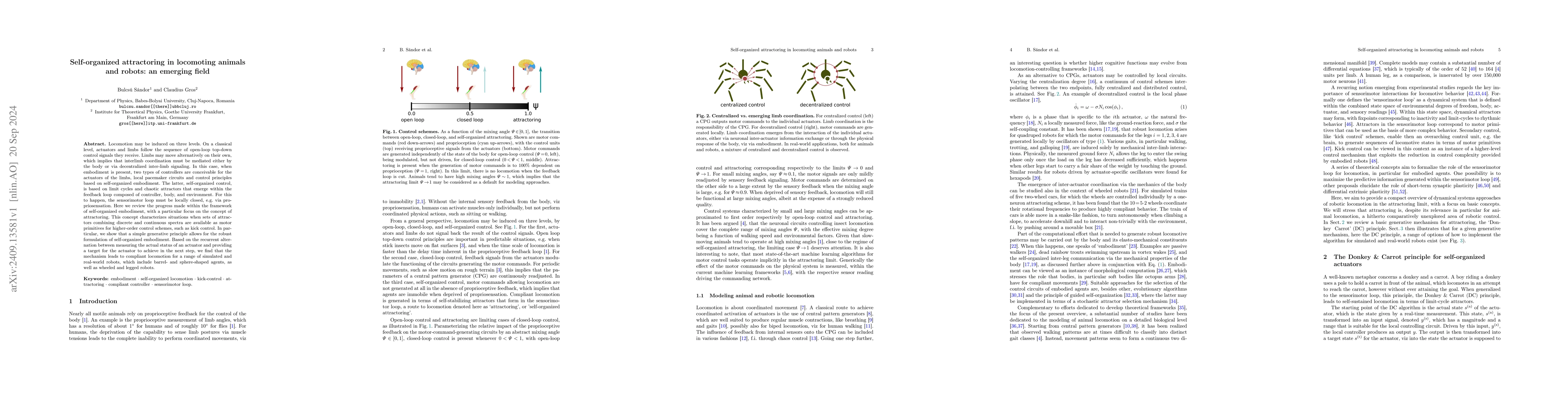 Thumbnail for Self-organized attractoring in locomoting animals and robots: an
  emerging field