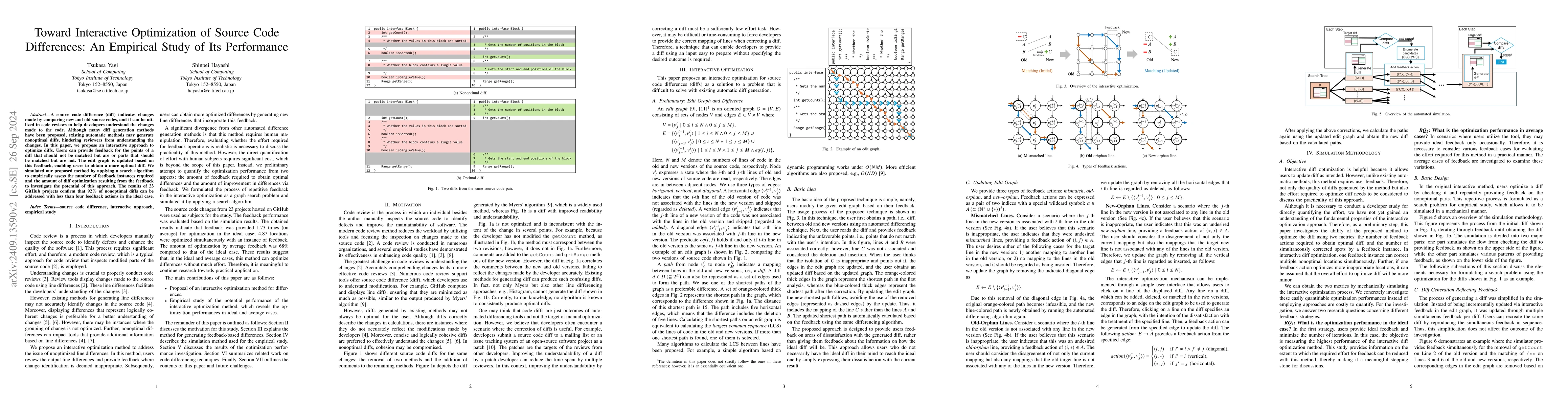 Thumbnail for Toward Interactive Optimization of Source Code Differences: An Empirical
  Study of Its Performance