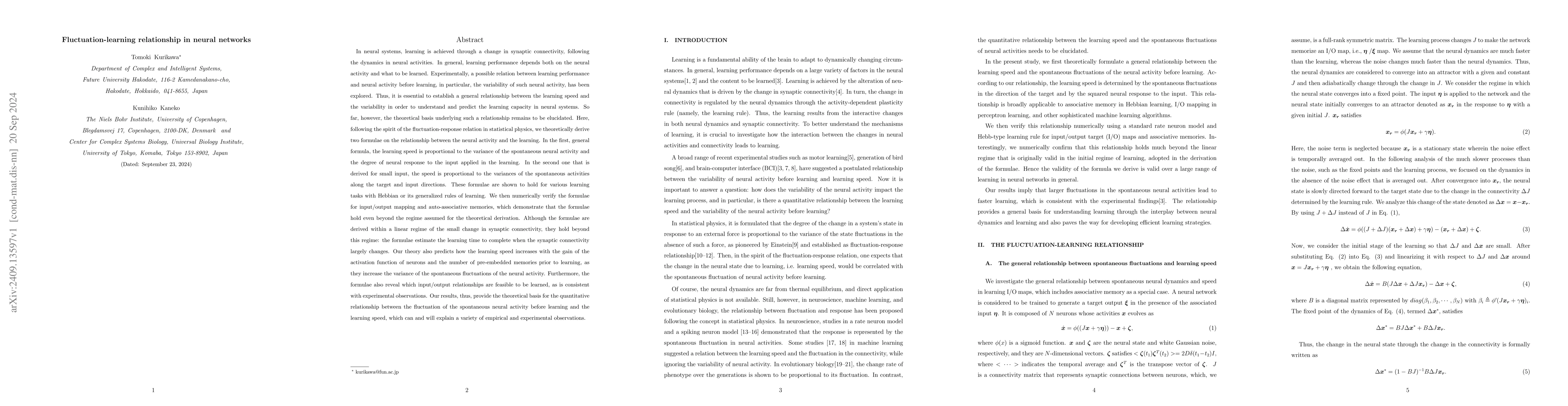 Thumbnail for Fluctuation-learning relationship in neural networks
