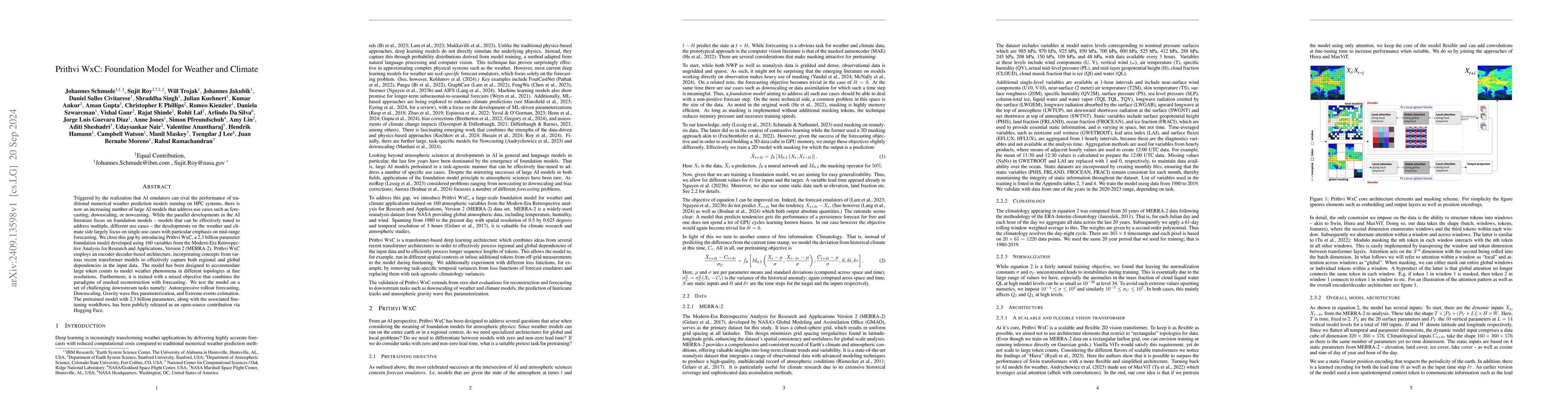 Thumbnail for Prithvi WxC: Foundation Model for Weather and Climate