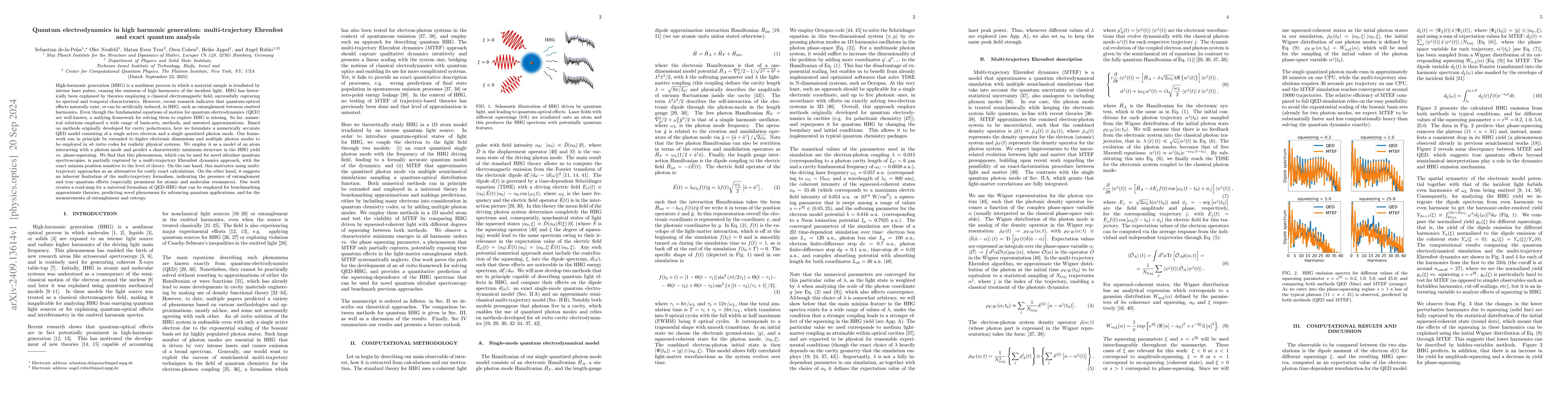 Thumbnail for Quantum electrodynamics in high harmonic generation: multi-trajectory
  Ehrenfest and exact quantum analysis