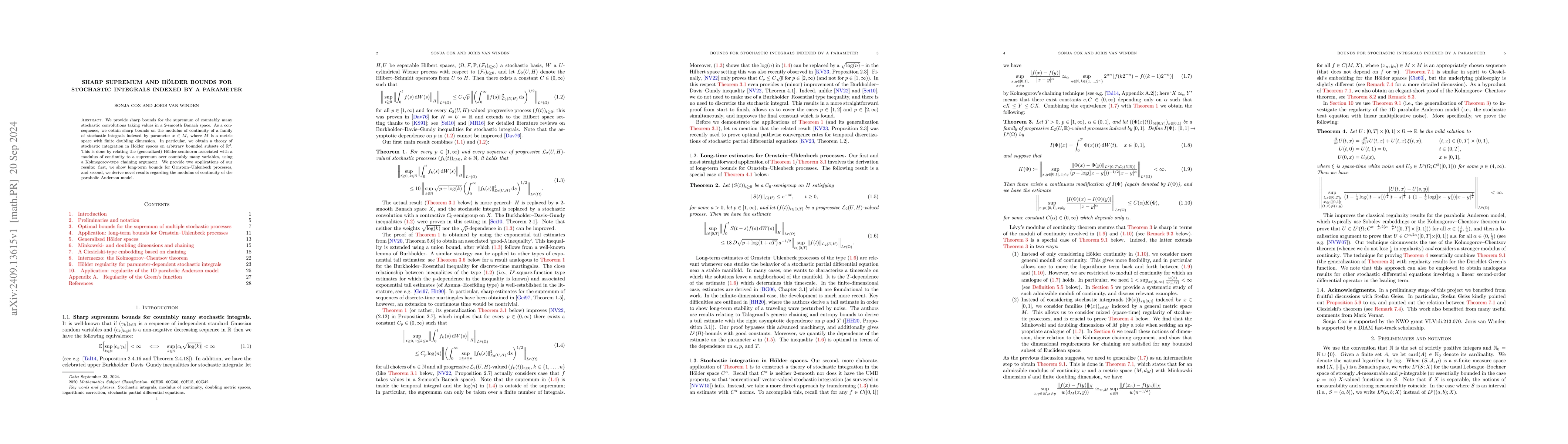 Thumbnail for Sharp supremum and Hölder bounds for stochastic integrals indexed by a
  parameter