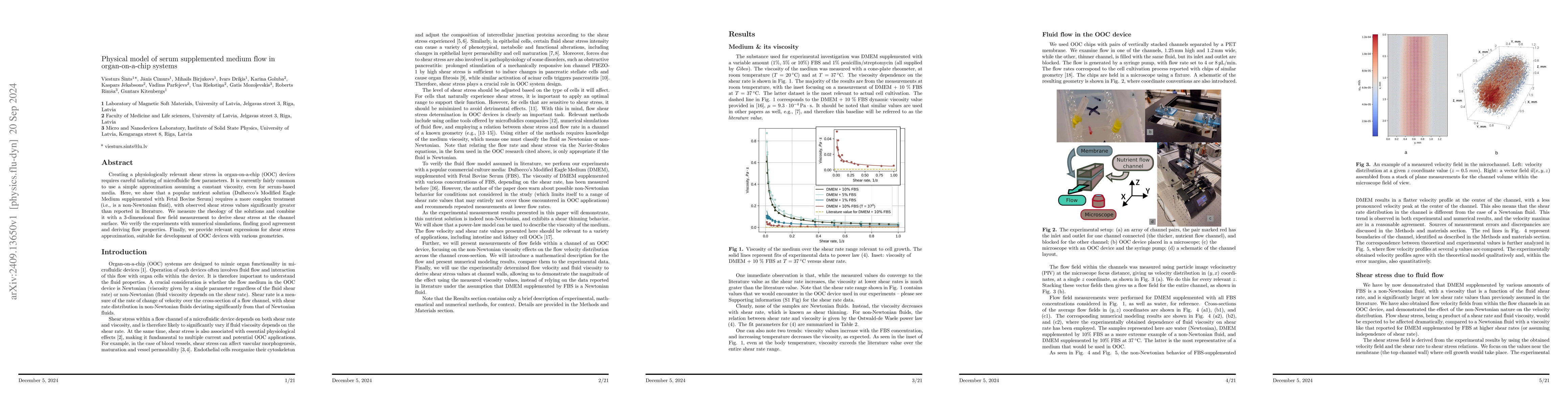 Thumbnail for Physical model of serum supplemented medium flow in organ-on-a-chip
  systems
