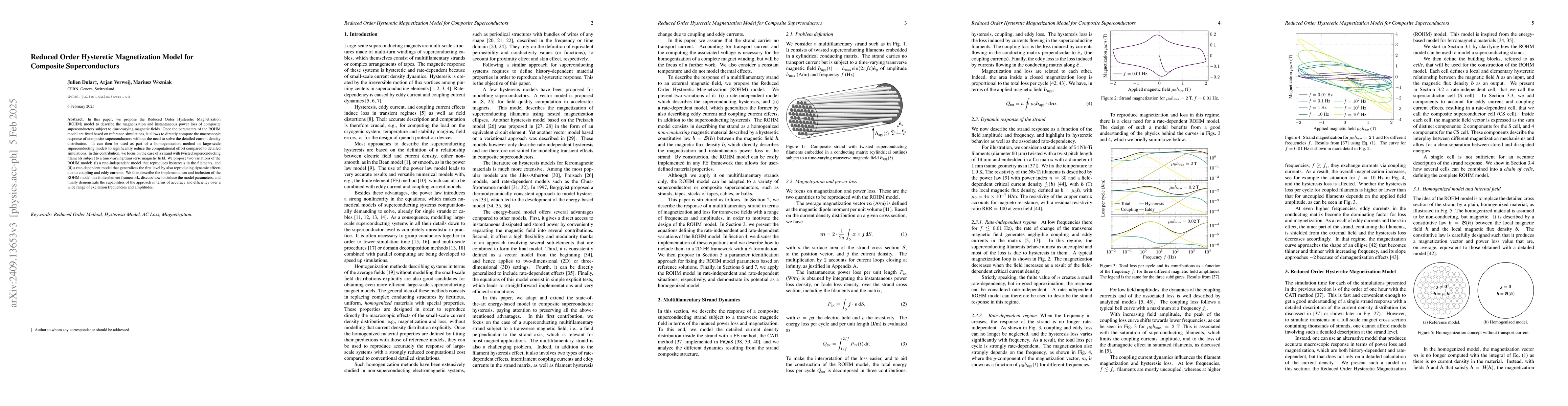 Thumbnail for Reduced Order Hysteretic Magnetization Model for Composite
  Superconductors