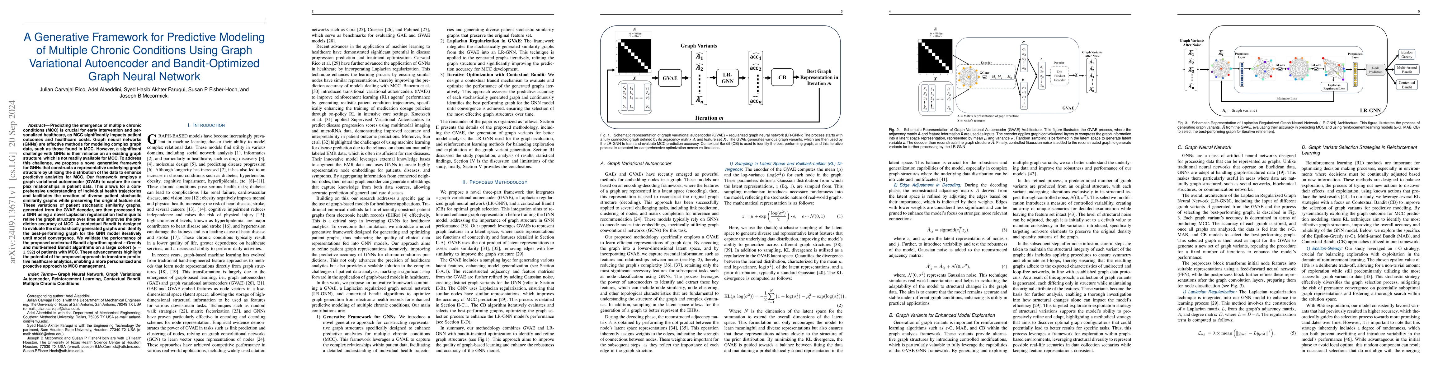 Thumbnail for A Generative Framework for Predictive Modeling of Multiple Chronic
  Conditions Using Graph Variational Autoencoder and Bandit-Optimized Graph
  Neural Network
