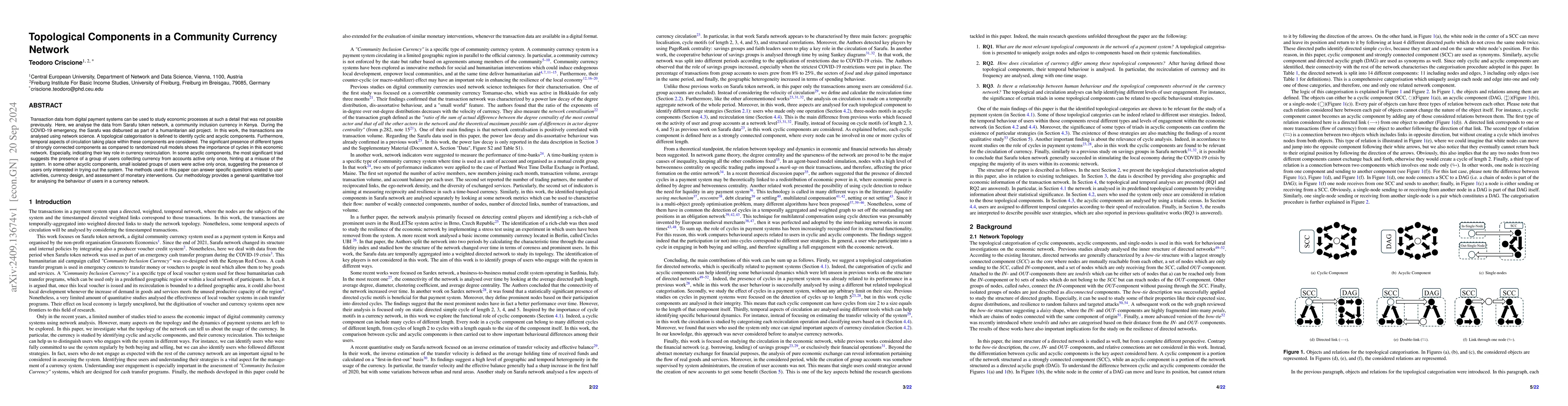 Thumbnail for Topological Components in a Community Currency Network
