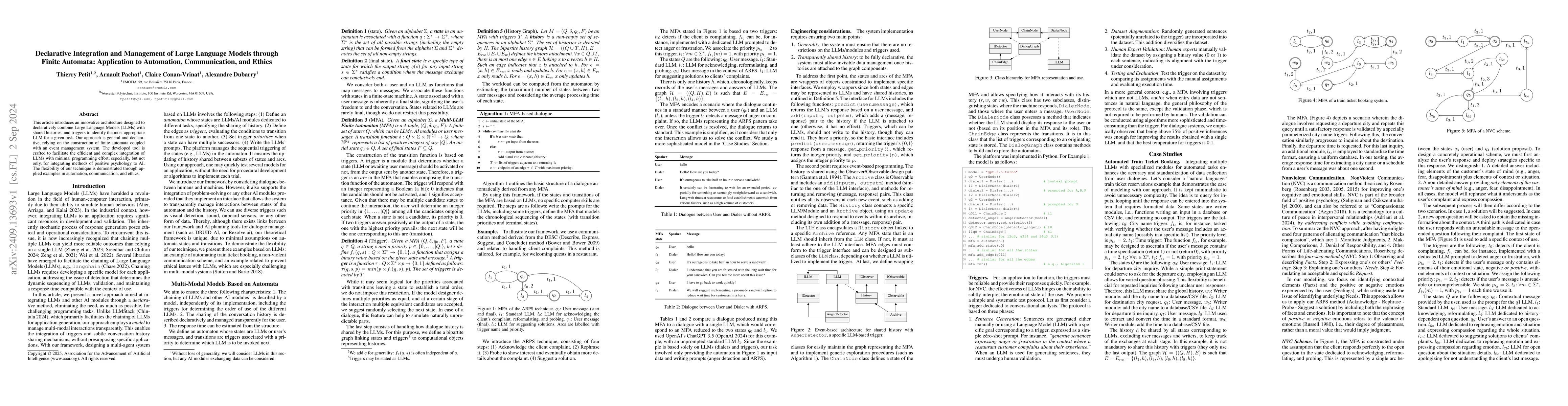 Thumbnail for Declarative Integration and Management of Large Language Models through
  Finite Automata: Application to Automation, Communication, and Ethics
