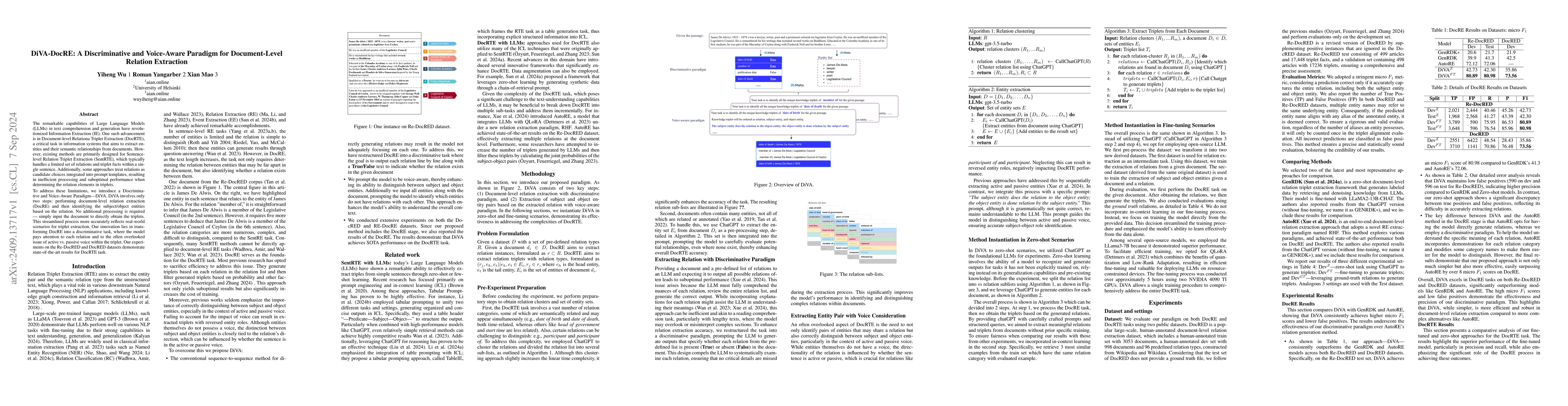 Thumbnail for DiVA-DocRE: A Discriminative and Voice-Aware Paradigm for Document-Level
  Relation Extraction
