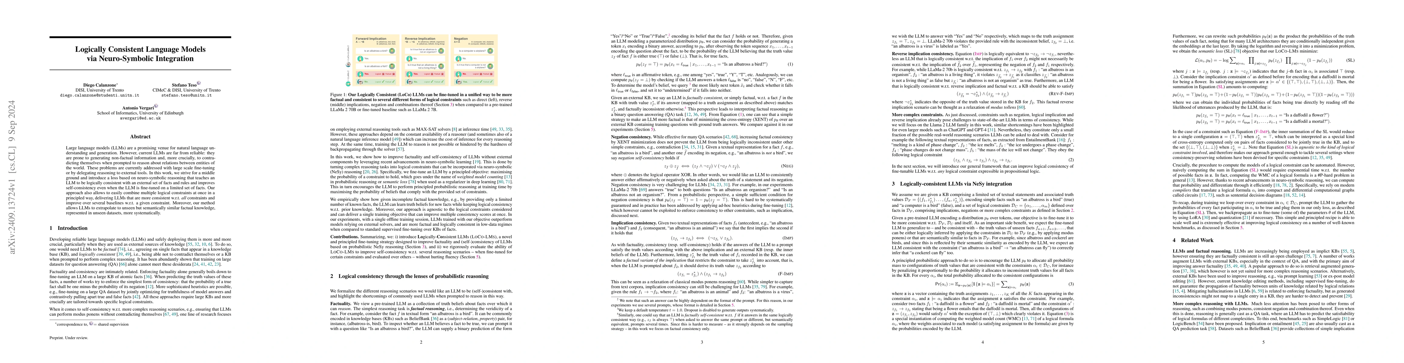 Thumbnail for Logically Consistent Language Models via Neuro-Symbolic Integration
