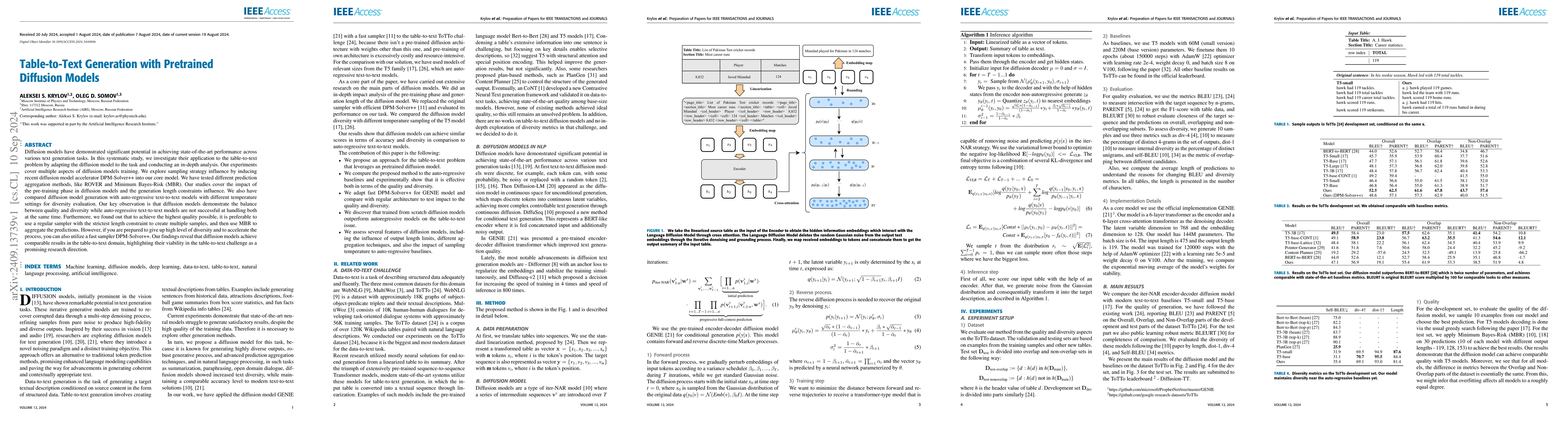 Thumbnail for Table-to-Text Generation with Pretrained Diffusion Models