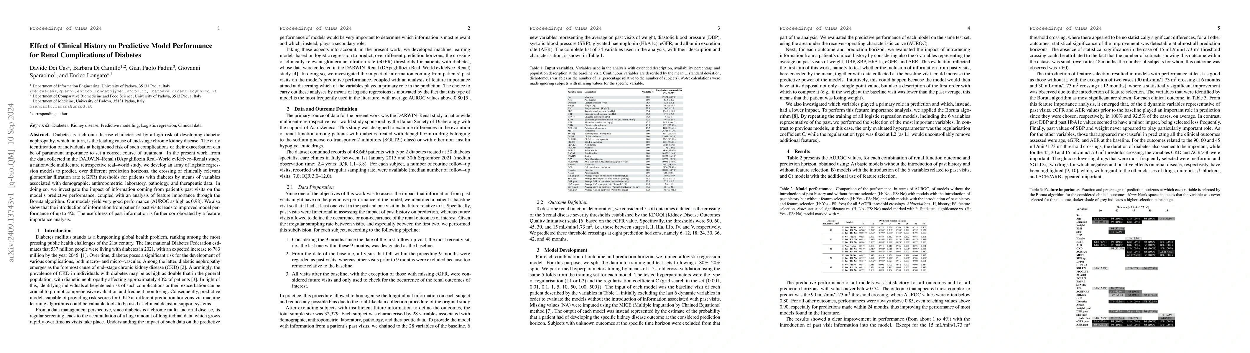 Thumbnail for Effect of Clinical History on Predictive Model Performance for Renal
  Complications of Diabetes
