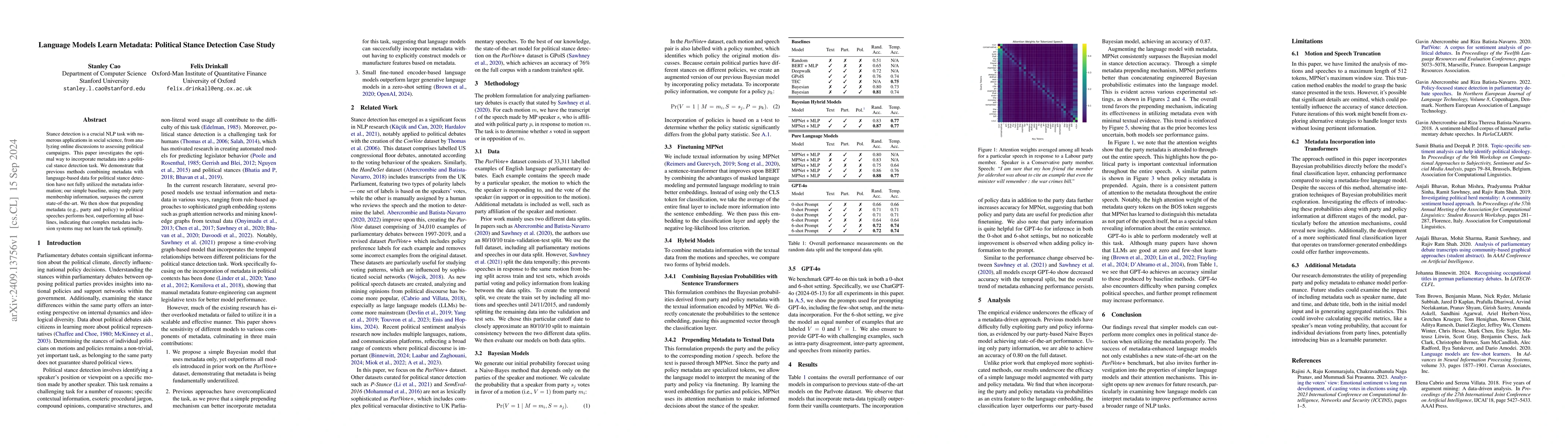 Thumbnail for Language Models Learn Metadata: Political Stance Detection Case Study