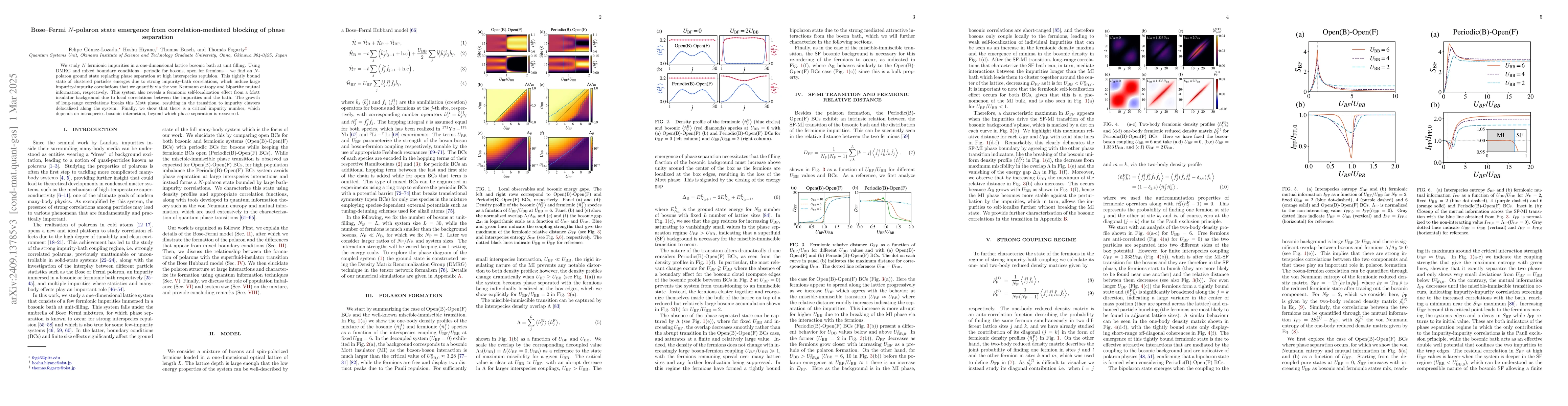 Thumbnail for Bose-Fermi $N$-polaron state emergence from correlation-mediated
  blocking of phase separation