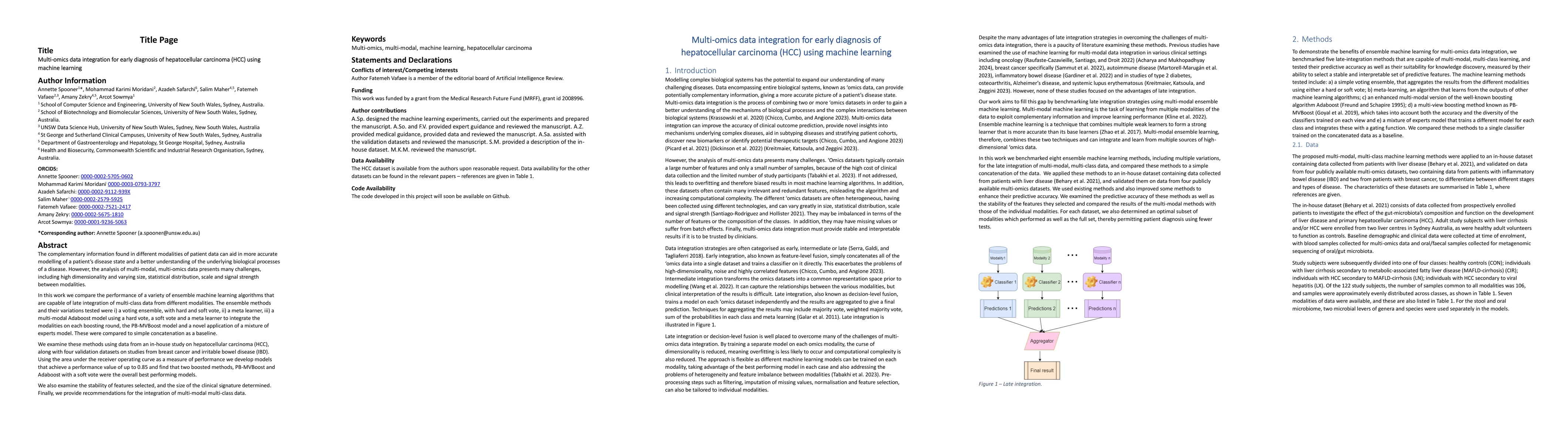 Thumbnail for Multi-omics data integration for early diagnosis of hepatocellular
  carcinoma (HCC) using machine learning