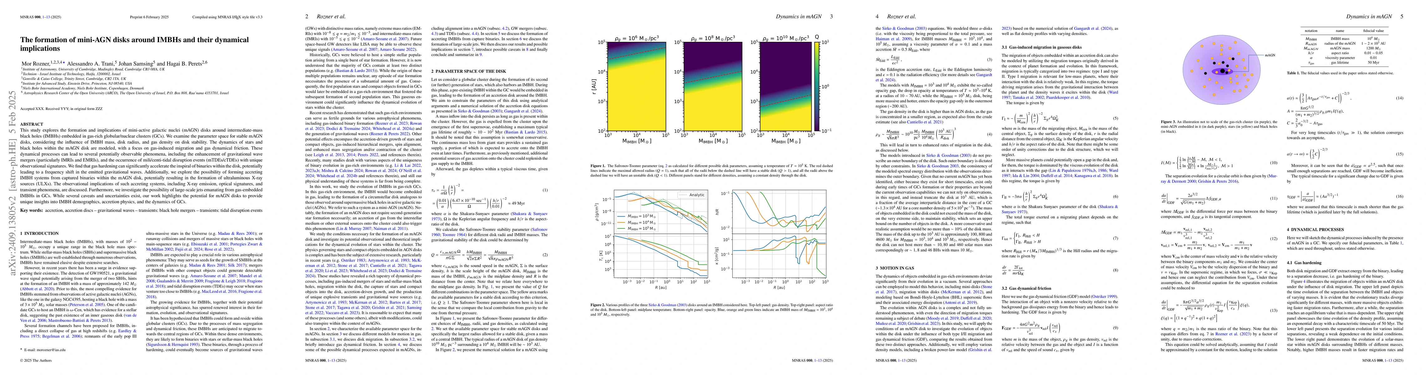 Thumbnail for The formation of mini-AGN disks around IMBHs and their dynamical
  implications