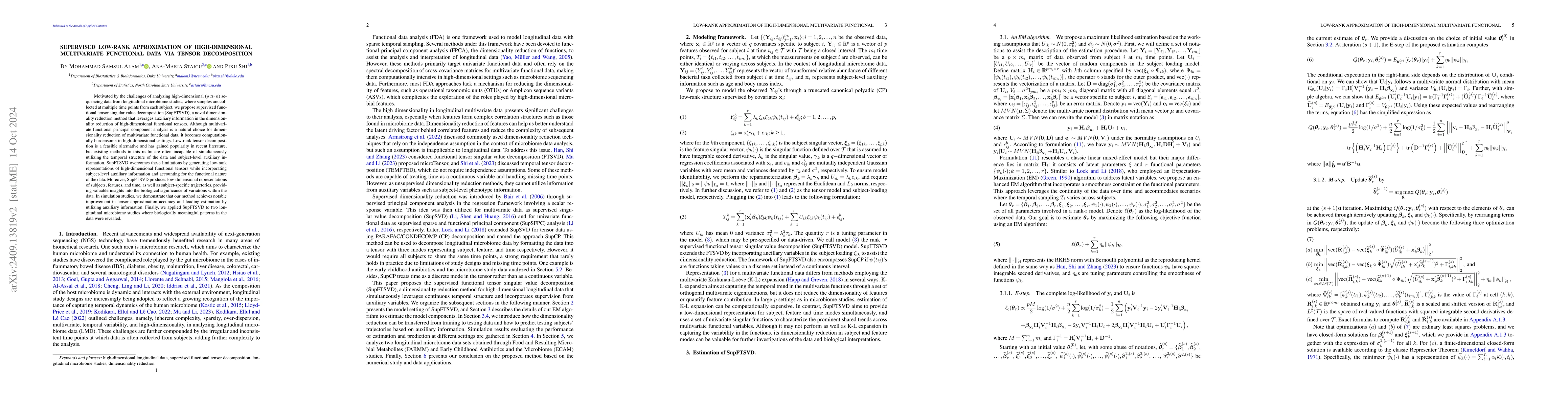 Thumbnail for Supervised low-rank approximation of high-dimensional multivariate
  functional data via tensor decomposition