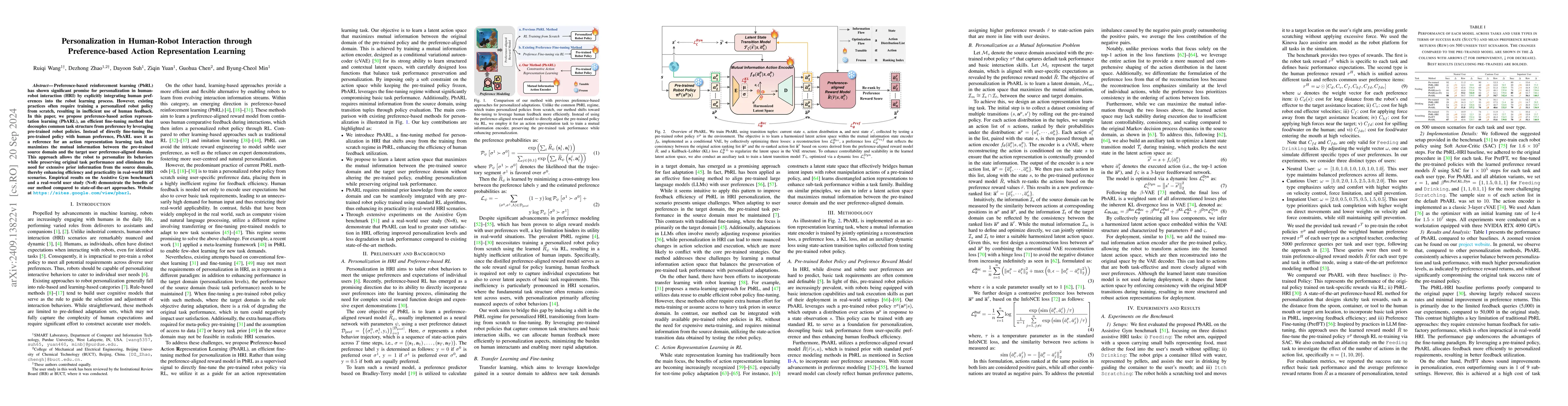 Thumbnail for Personalization in Human-Robot Interaction through Preference-based
  Action Representation Learning