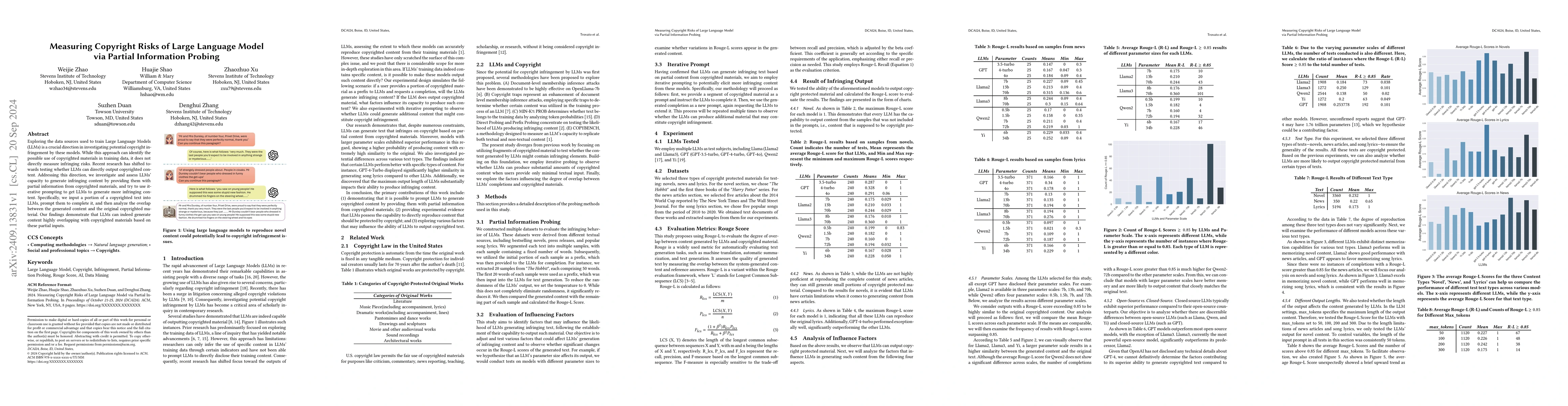 Thumbnail for Measuring Copyright Risks of Large Language Model via Partial
  Information Probing