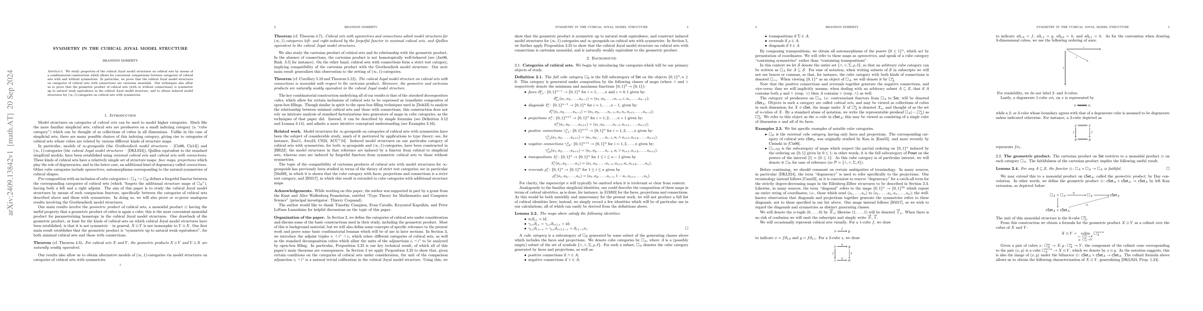 Thumbnail for Symmetry in the cubical Joyal model structure