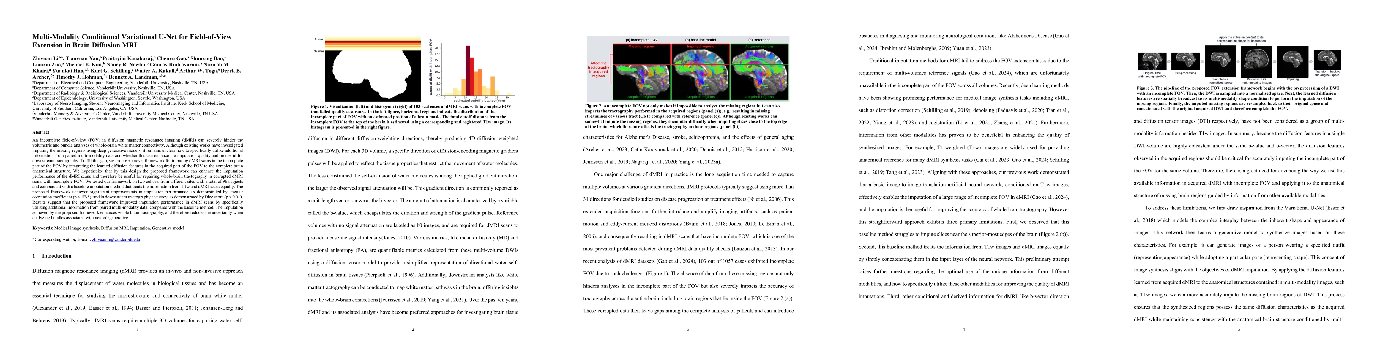 Thumbnail for Multi-Modality Conditioned Variational U-Net for Field-of-View Extension
  in Brain Diffusion MRI