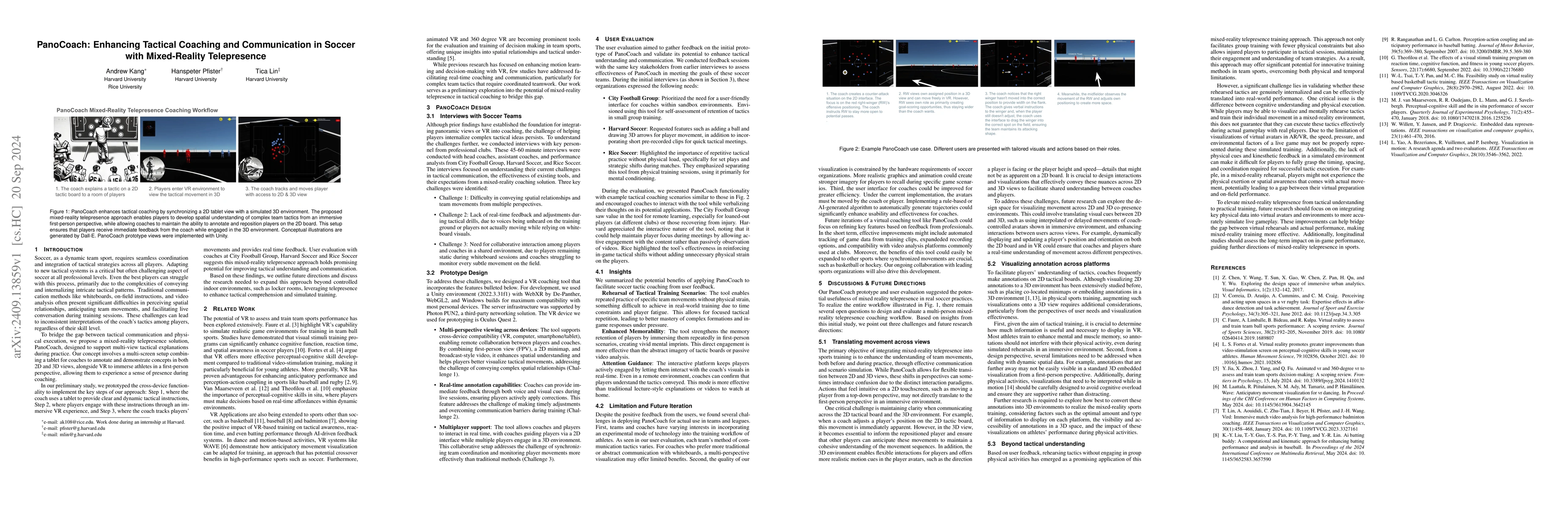 Thumbnail for PanoCoach: Enhancing Tactical Coaching and Communication in Soccer with
  Mixed-Reality Telepresence