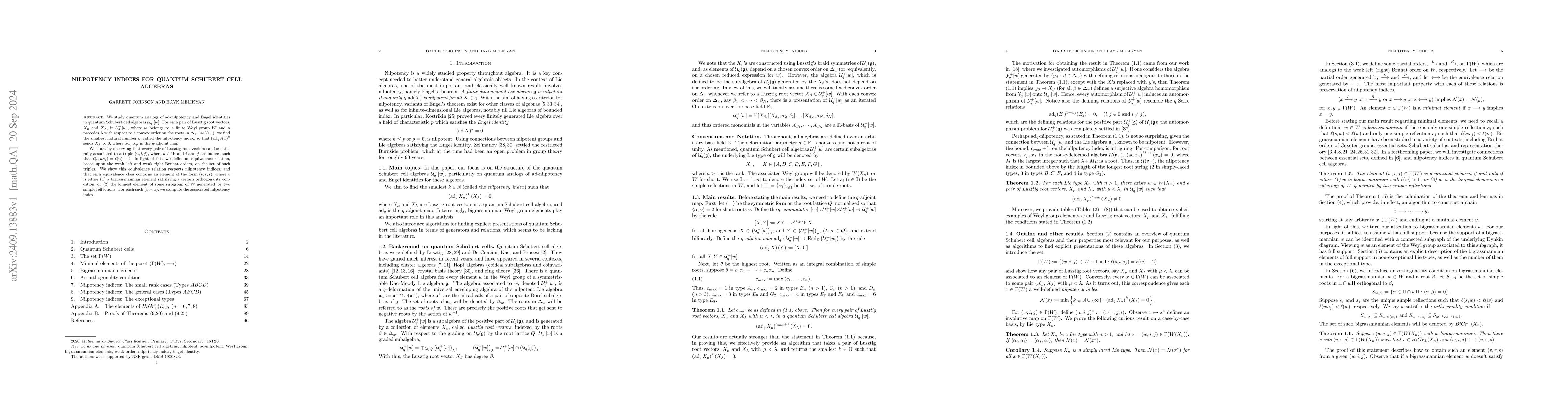Thumbnail for Nilpotency indices for quantum Schubert cell algebras
