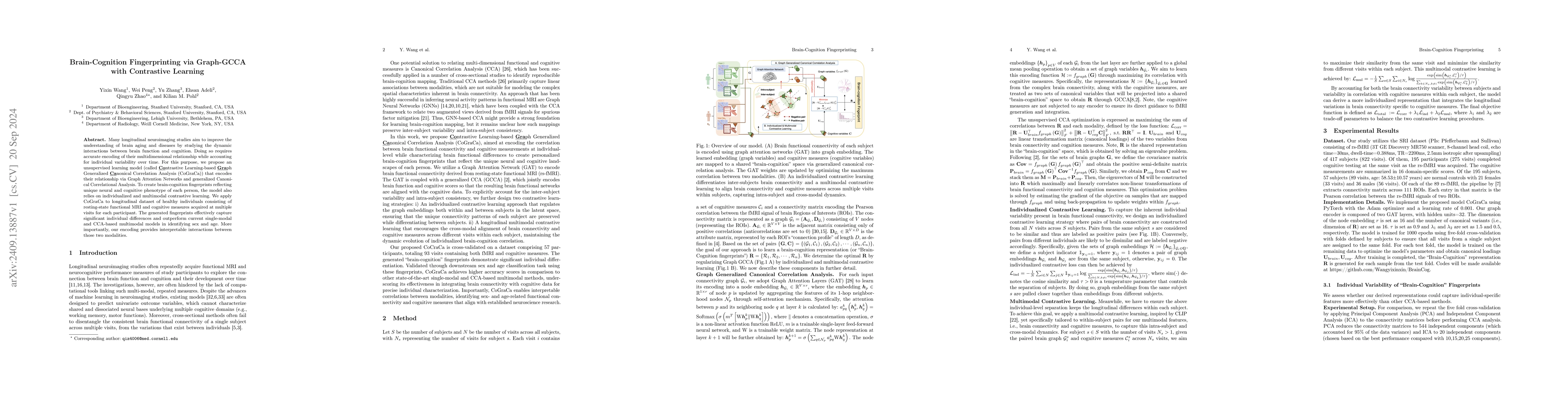 Thumbnail for Brain-Cognition Fingerprinting via Graph-GCCA with Contrastive Learning
