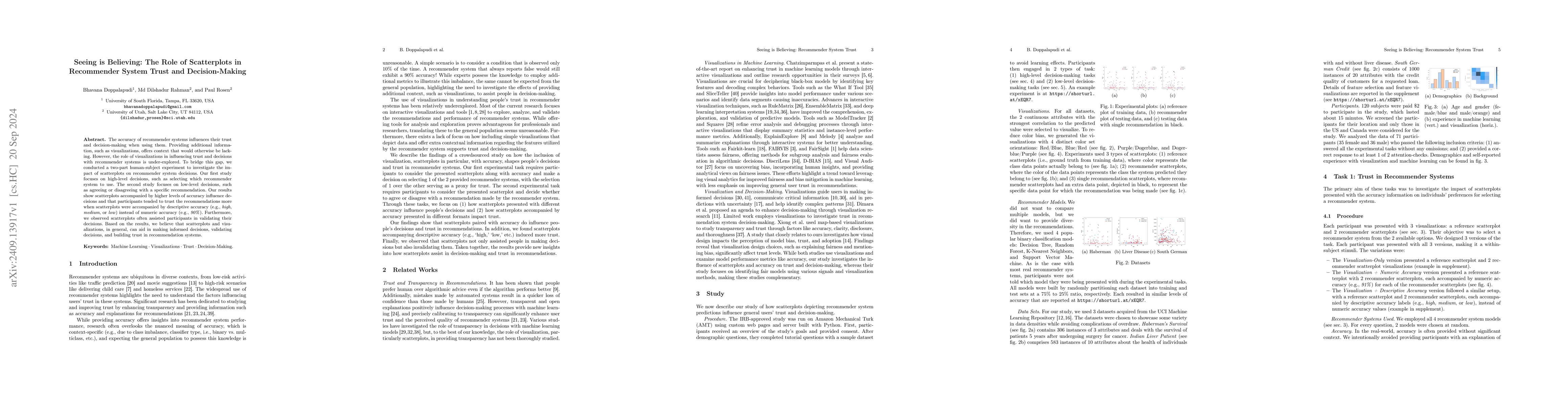 Thumbnail for Seeing is Believing: The Role of Scatterplots in Recommender System
  Trust and Decision-Making