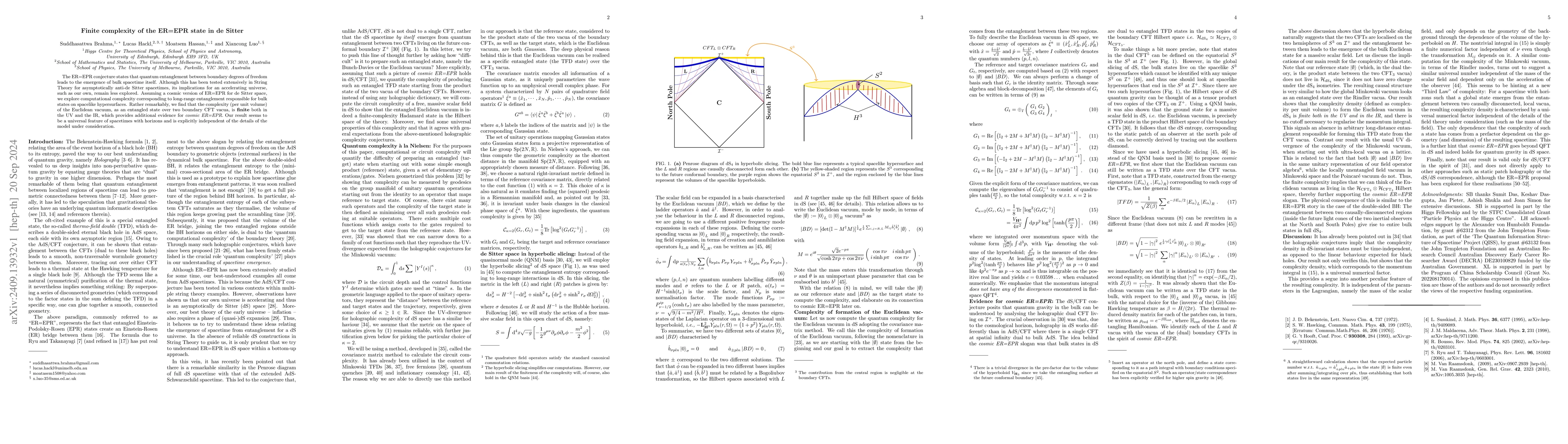 Thumbnail for Finite complexity of the ER=EPR state in de Sitter