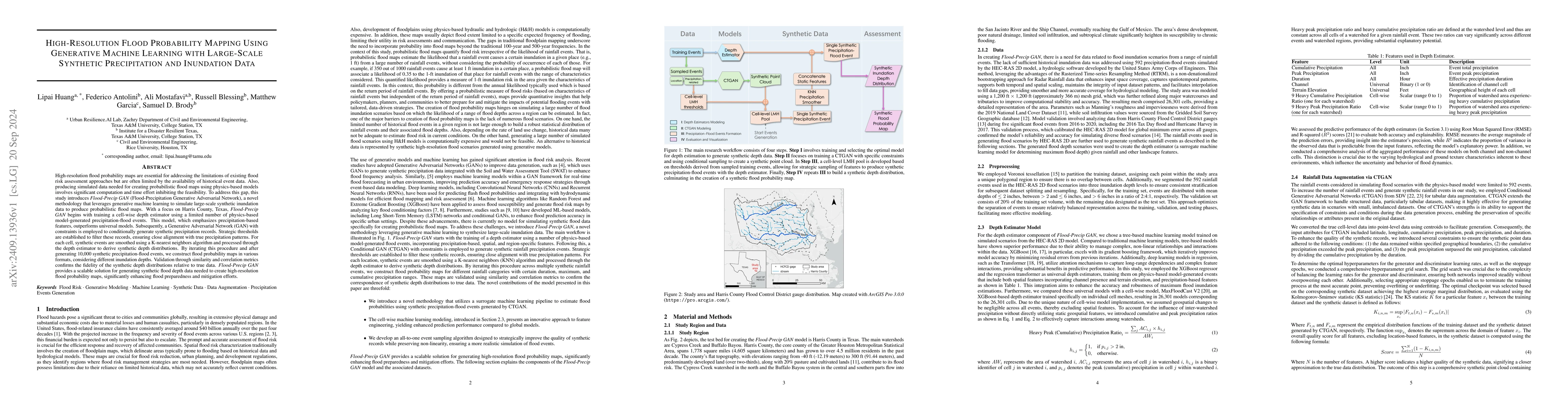 Thumbnail for High-Resolution Flood Probability Mapping Using Generative Machine
  Learning with Large-Scale Synthetic Precipitation and Inundation Data