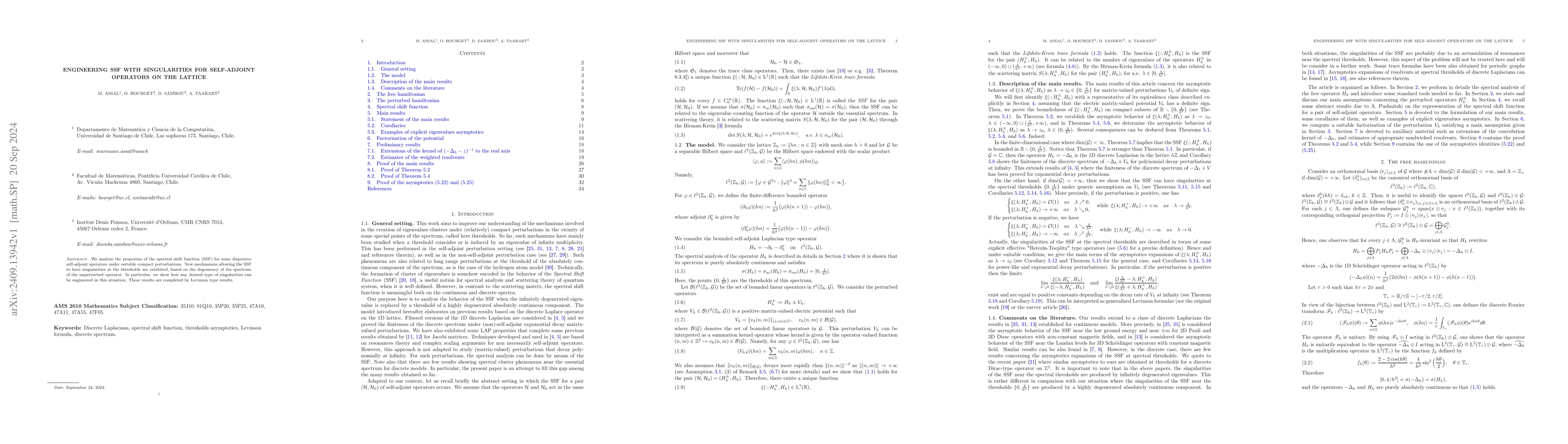 Thumbnail for Engineering SSF with singularities for self-adjoint operators on the
  lattice