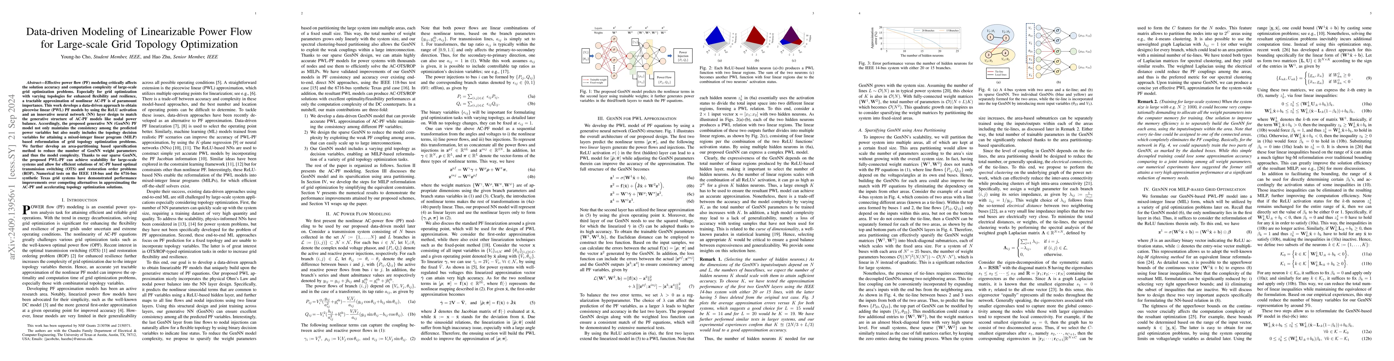 Thumbnail for Data-driven Modeling of Linearizable Power Flow for Large-scale Grid
  Topology Optimization